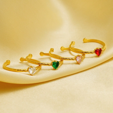 Anillo De Corazón De Zirconia De Acero Inoxidable Anillo Ajustable De Acero De Titanio Versátil