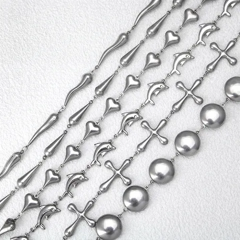 Acciaio Inossidabile DIY Creazione Di Gioielli Catena Argento Cuore Delfino Croce Forme Per Collane Bracciali Cavigliere