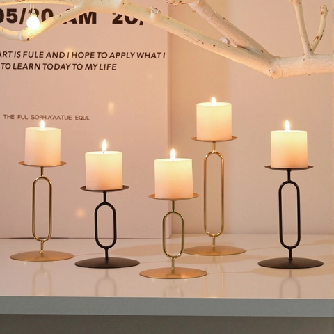 Modern Minimalist Geometric Iron Candle Holder Nordic Oval Candlestick For Home Table Desktop Decoration Wedding
