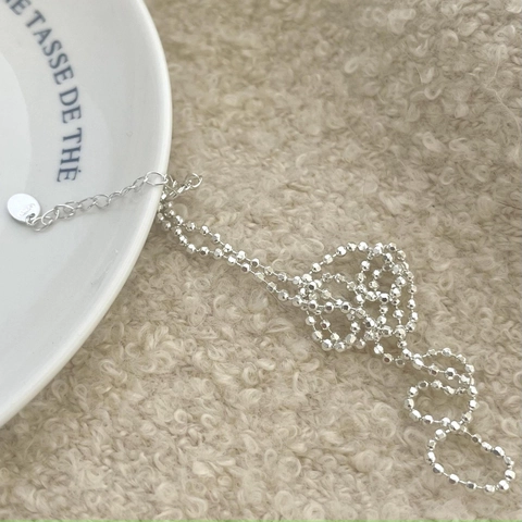 925 Sterling Silber Halskette Facettierte Perlenkette Minimalistisch Verstellbare Verlängerung Schmuck Damen Glänzend