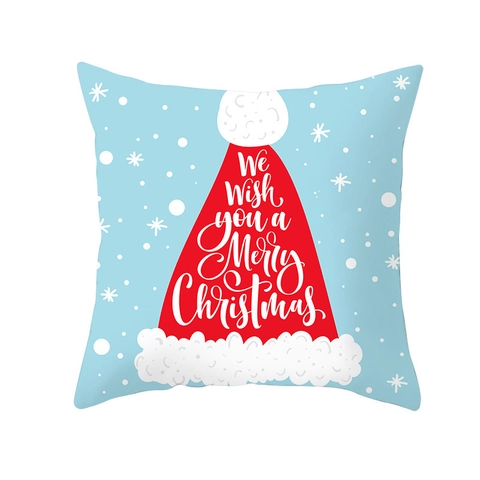 Christmas Santa Claus Elk Peach Skin Pillowcase Cartoon Printed Cushion Cover Festive Home Sofa Decor Throw Pillow Cover