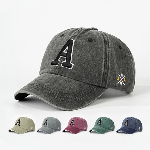 Cappello Da Baseball In Cotone Lavato Retro Lettera A Ricamata Regolabile Protezione Solare Berretto Casual Unisex