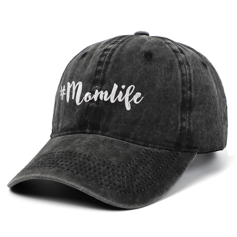 Vintage Baseball Cap Washed Cotton Embroidered Mom Life Distressed Adjustable Retro Hat For Women Outdoor