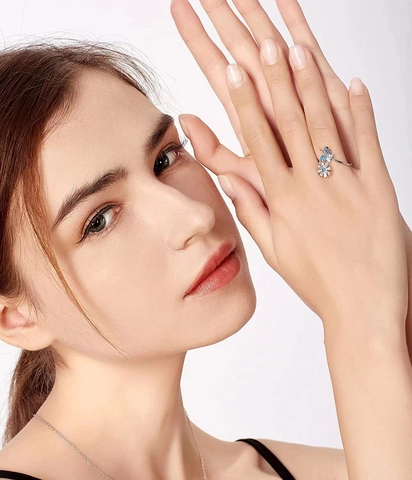 Butterfly Snowflake Anxiety Spinner Ring Copper Zirconia Enamel Always In My Heart Engraved Adjustable For Women