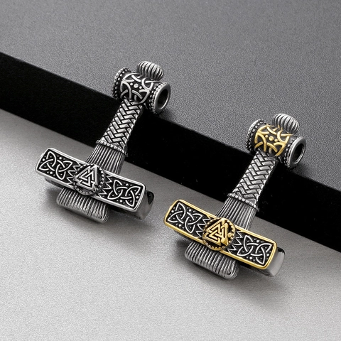 Collar Con Colgante De Martillo De Thor De Acero Inoxidable Vikingo Nórdico Mjolnir Nudo Celta Valknut Retro Gótico Joyería Regalo Para Hombres