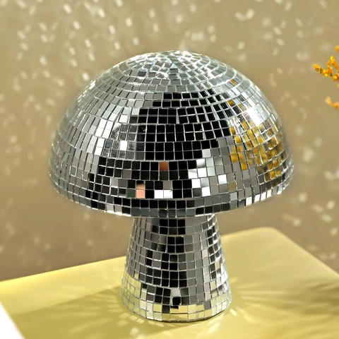 Mushroom Disco Ball Mirrored Glass Mosaic Reflective Home Ornament Retro Party Wedding Table Decoration Handmade