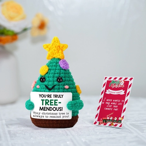 Emotionele Steun Haakpop Ornament Handgemaakt Garen Dier Fruit Vorm Kerstmis Wenskaart Cadeau Home Office Decoratie