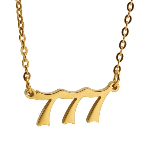 Angel Number Necklace 111-999 18K Gold Plated 304 Stainless Steel Gothic Old English Pendant Jewelry For Women Men