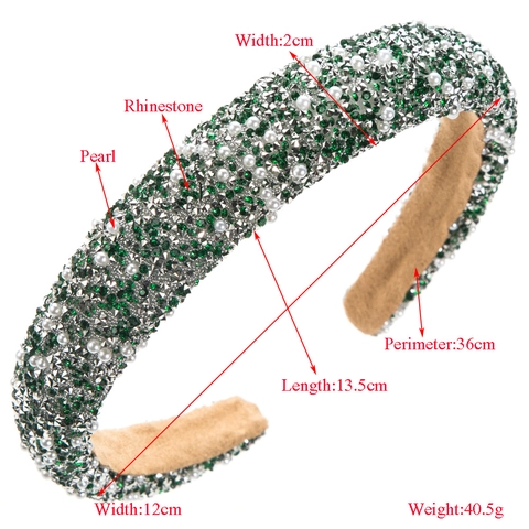 Luxus Gepolstertes Schwamm Haarband Mit Künstlichen Perlen Und Strasssteinen Handgefertigtes Mode Haarband Für Damen Party Hochzeit Haar-Accessoires