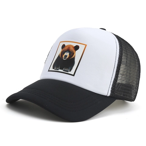 Unisex Polyester Dieren Beer Patch Trucker Pet Mesh Ademend Verstelbaar Snapback Outdoor Casual Zonbescherming Baseballpet