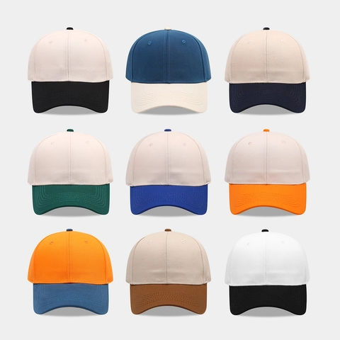 Cappellino Da Baseball Patchwork Colore A Contrasto Cotone Twill Multi-Pannello Tesa Curva Cappello Sole Traspirante Regolabile
