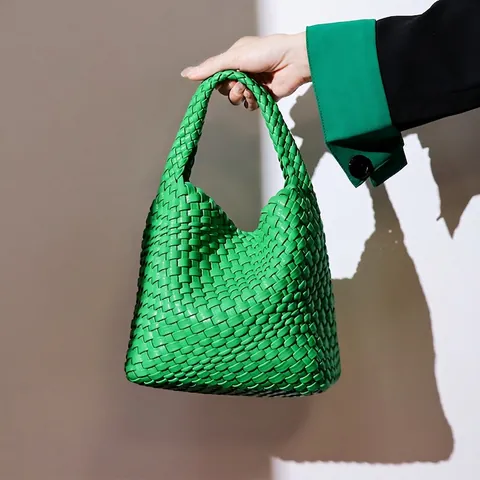 Sac À Main En Cuir PU Tressé Mode Hobo Sac Sous L'aisselle Épaule Avec Pochette Assortie Élégant Femme