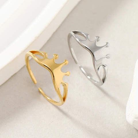 Kronenring Edelstahl Offen Verstellbar Mode Minimalistischer Schmuck Für Damen Und Herren