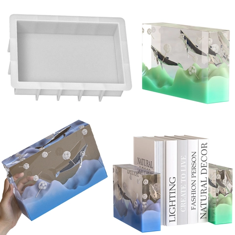 Stampo In Silicone Per Resina Grande Rettangolo Quadrato Cubo Per Fermalibri Fai Da Te Fiori Secchi Artigianato Casa