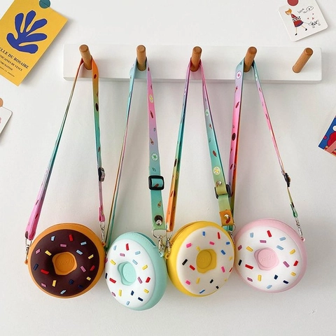 Kids Crossbody Bag Cartoon Silicone Mini Coin Purse Adjustable Strap Cute Waterproof Small Shoulder Bag For Girls