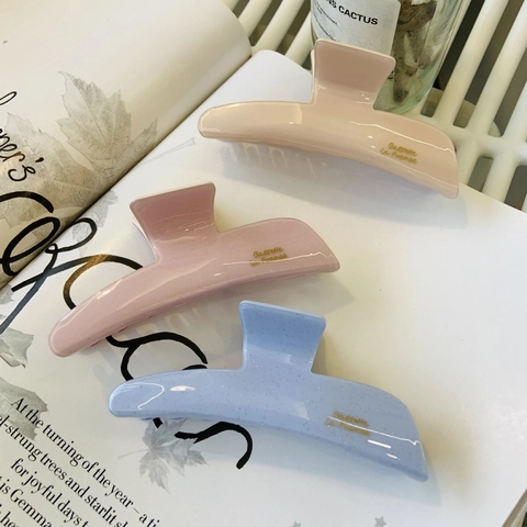 Pinza Para El Cabello De Acetato Con Purpurina Grande Color Gelatina Para Mujeres Accesorio Elegante Letras Francesas