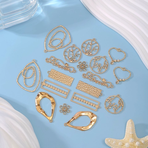 Ciondoli Per La Creazione Di Gioielli In Lega Accessori DIY Placcati Oro Sottovuoto Fiore Cuore Foglia Geometrico Per Collana Bracciale Fatto A Mano