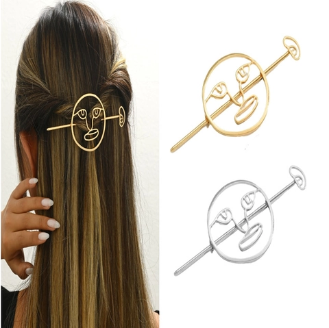 Abstrakter Metall Haarstab Ausgehöhlt Künstlerische Minimalistische Haarnadel Zubehör Für Frauen
