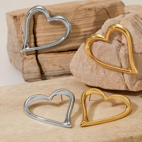 Große Herz Ohrringe Aus Edelstahl Hohl Spiegelpoliert Statement Schmuck Für Damen Wasserdicht Minimalistisch
