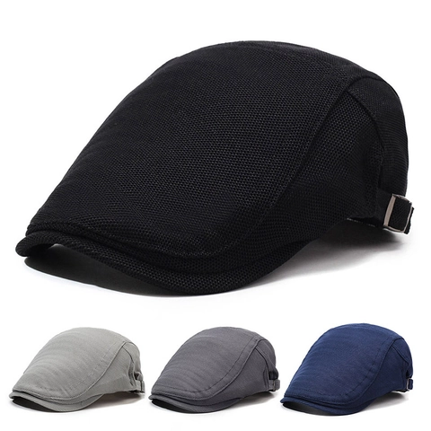 Ademende Mesh Katoenen Platte Pet Verstelbare Retro Gatsby Pet Voor Heren Zomer Zonbescherming