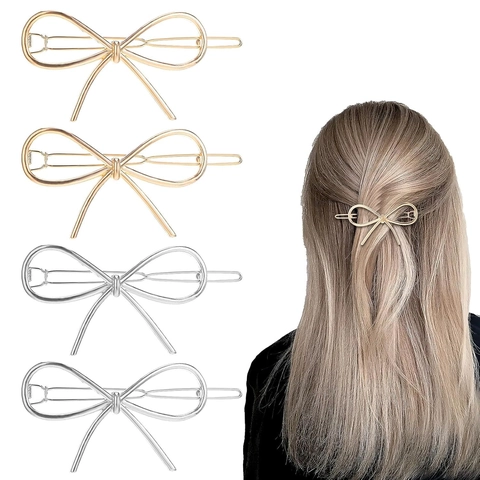Minimalistische Geometrische Haarklem Zinklegering Hol Uit Goud Zilver Metaal Haarspeld Voor Dames Elegante Accessoires