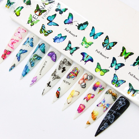 Fogli Per Trasferimento Unghie Con Farfalle Motivo Cielo Stellato Adesivi Per Decorazione Manicure Fai Da Te Per Donne