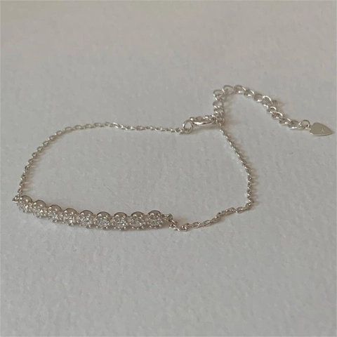 Bracciale In Argento Sterling 925 Con Zirconi Minimalista Geometrico Elegante Gioielli Per Donna