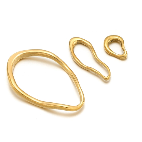 Dijes De Ovalado Geométricos Irregulares De Acero Inoxidable Chapado En Oro Colgantes Marco Hueco DIY Para Hacer Joyas