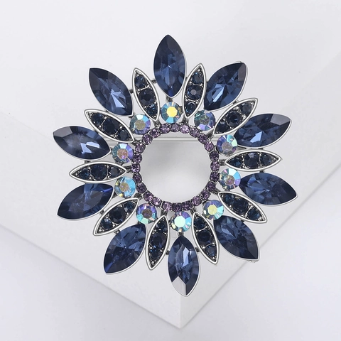 Vintage Legierung Strass Sonnenblume Brosche Für Damen Elegante Blume Kristall Pin Accessoires Retro Mode Kleidung Schmuck
