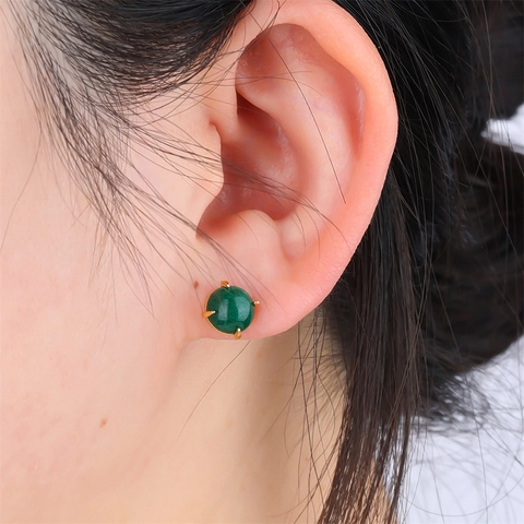 Set di Gioielli in Acciaio Inossidabile con Pietra Naturale da Donna Placcato Oro 18K Ciondolo Ovale Rotondo Collana Orecchini Braccialetto Regalo alla Moda Minimalista Moderno