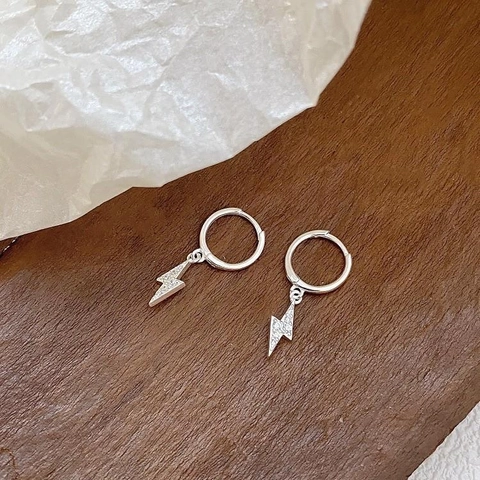 Eleganti Orecchini a Cerchio in Rame Con Strass a Fulmine Per Donna Con Perno in Argento Sterling 925 Gioielli Minimalisti