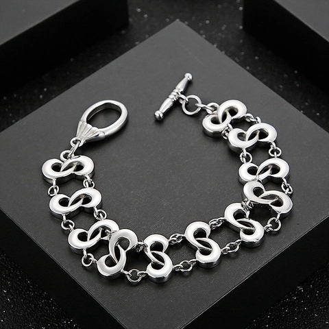 Fashion Infinity Link Bracelet Stainless Steel Double S-Shape Chain With Toggle Clasp For Men Women Minimalist Jewelry