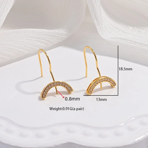 925 Sterling Silver Semi Circular Ear Hooks With Zirconia For Women DIY Jewelry Making Accessories Fashion Earring Findings
