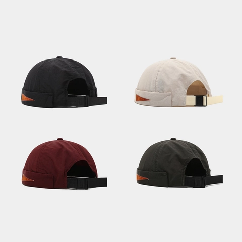 Retro Docker Hat Brimless Polyester Quick Dry Adjustable Strap Japanese Style Streetwear Cap