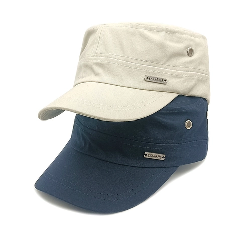 Cadet Pet Militaire Stijl Platte Hoed Katoen Polyester Ademend Zonnescherm Buiten Verstelbaar Voor Heren
