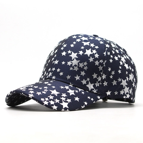 Casquette De Baseball Imprimé Étoiles 100% Coton Ajustable Chapeau De Soleil Sport Décontracté Hommes Femmes