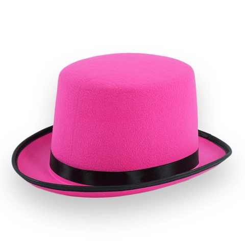 Vintage Magische Hoge Hoed Polyester Vilt Hoog Model Podium Optreden Feest Kostuum Accessoire Roze Zwart