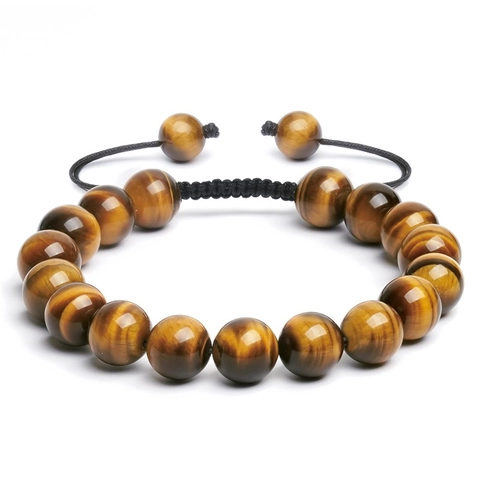 Bracelet En Perles Oeil De Tigre Et Agate Fait Main Cordon Tressé Ajustable Bijoux En Pierre Pour Hommes Et Femmes