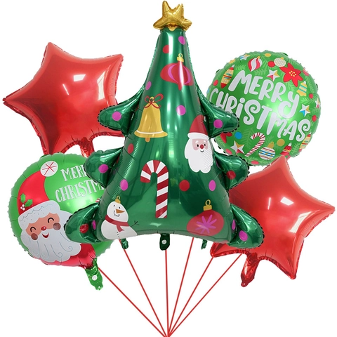 Palloncini Natalizi In Alluminio Babbo Natale Omino Di Pan Di Zenzero Stella Rotondo Per Decorazione Di Festa Merry Xmas