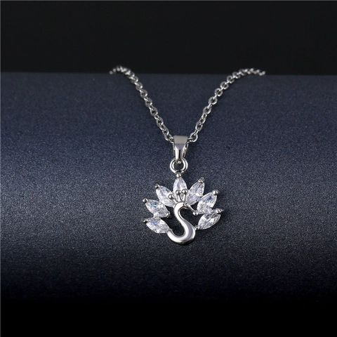 Zwaan Hanger Ketting Roestvrijstalen Ketting Koper Zirkoon Ingelegd Elegant Minimalistisch Mode Sieraden Voor Dames