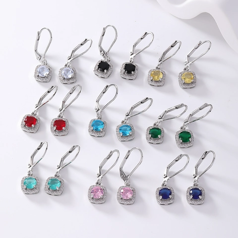 Boucles d'Oreilles Pendantes Halo en Zirconia Rond pour Femmes Boucles d'Oreilles Leverback en Cuivre avec Zircone Cubique Bijoux Brillants