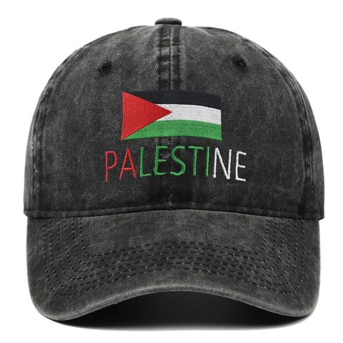 Cappello Da Baseball Ricamo Bandiera Palestina Cotone Lavato Vintage Retrò Cappello Protezione Solare Regolabile