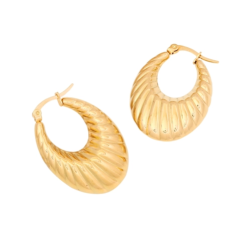 Geometric Stainless Steel Earrings Gold Plated Irregular Hoop Studs Women Retro Minimalist Trendy Croissant Style
