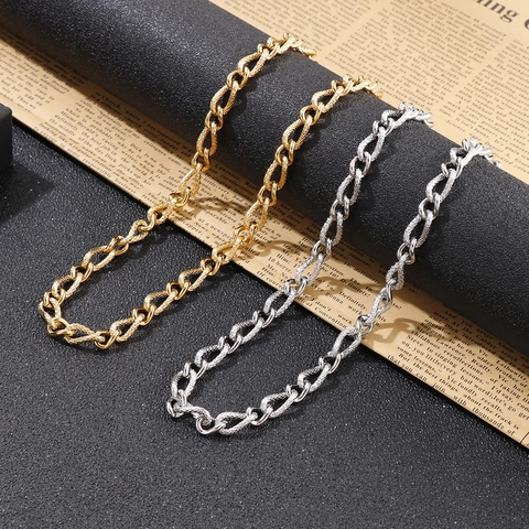 Collana A Catena Cordolo Texturizzata Acciaio Inossidabile Minimalista Punk Streetwear Hip Hop Gioielli Per Uomo Donna