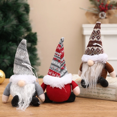 Weihnachtswichtel Ornament Strickmütze Plüsch Langer Bart Skandinavisch Waldmann Hängende Dekoration Zuhause Feiertag