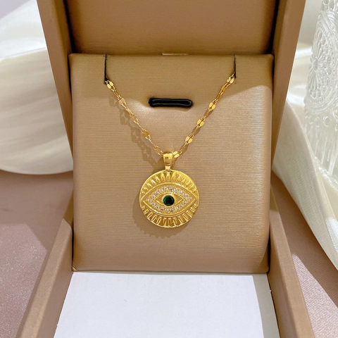 Μενταγιόν Κολιέ Evil Eye Επιχρυσωμένο Ανοξείδωτο Ατσάλι Ζιργκόν Ένθετο Κομψό Μοντέρνο Κολιέ Κοσμήματα Για Γυναίκες