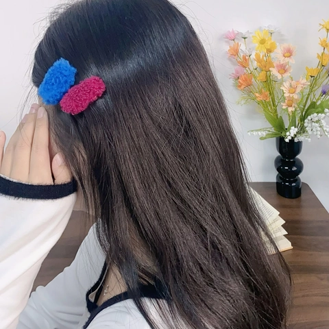 Plush Lamb Wool Hair Clips Candy Color Fluffy BB Clip Bangs Side Barrette Women Girls Autumn Winter Hair Accessories