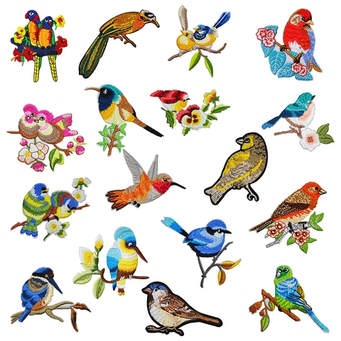 Bird Flower Embroidery Patches Iron On Sew On Decorative Apparel Accessories DIY Sewing Applique For Clothing
