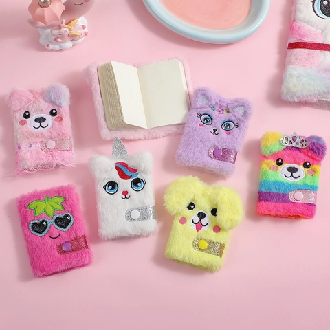 Mini Taccuino In Peluche Cartone Animato Animale Unicorno Orso Diario Tascabile Portatile Con Bottone Per Bambini