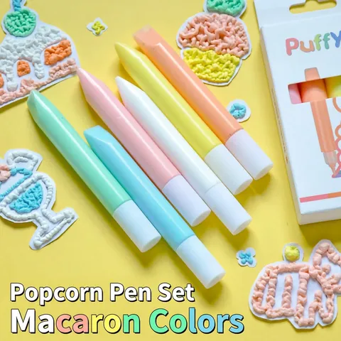 Macaron Puffy Paint Pens For 3D Popcorn Drawing Markers DIY Craft Heating Expansion Acrylic Art Supplies For Kids